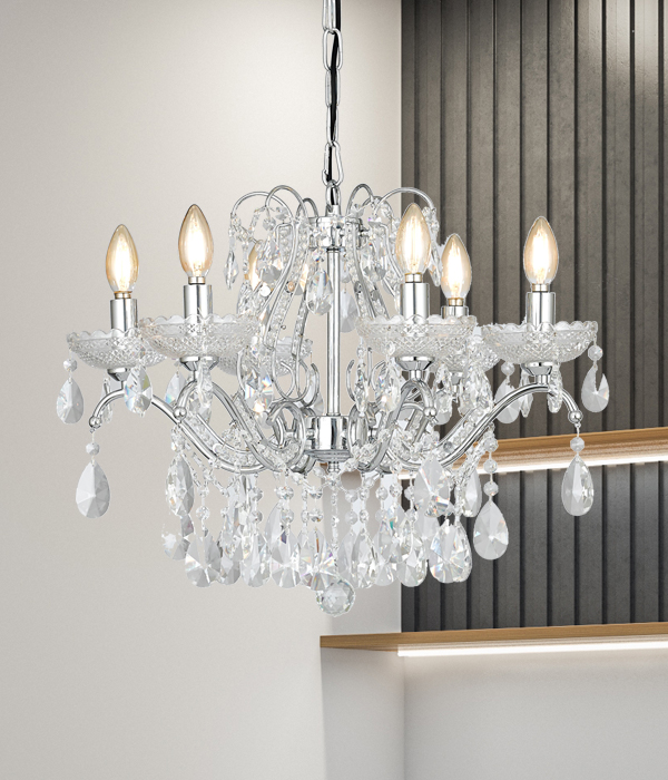 오베르 촛대 6등(골드/크롬) LED식탁등 크리스탈식탁등