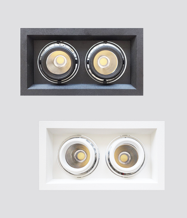 LED COB 바몬 2구 사각 매입등, 매입조명 (30W 블랙 화이트 필립스)