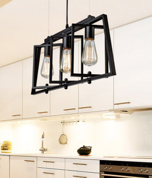 폴딩 3등 펜던트조명, 주방식탁조명(블랙)